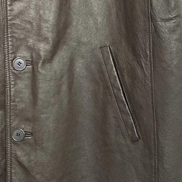 Haband Executive Division Men's Button Front Brown Leather Jacket Size XL - Picture 3 of 7